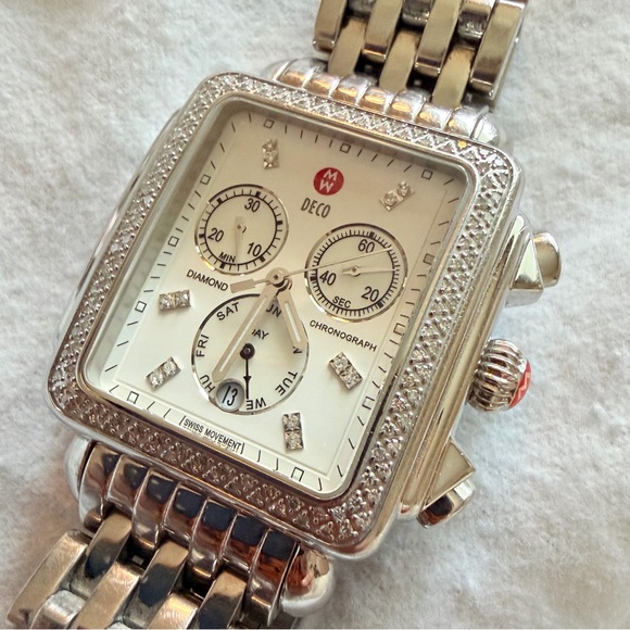 Michele Accessories - Michele Diamond DECO XL Chronograph Watch